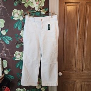L.L. Bean 207 Vintage Corduroy Pants White Wide Straight Mid Rise 10P